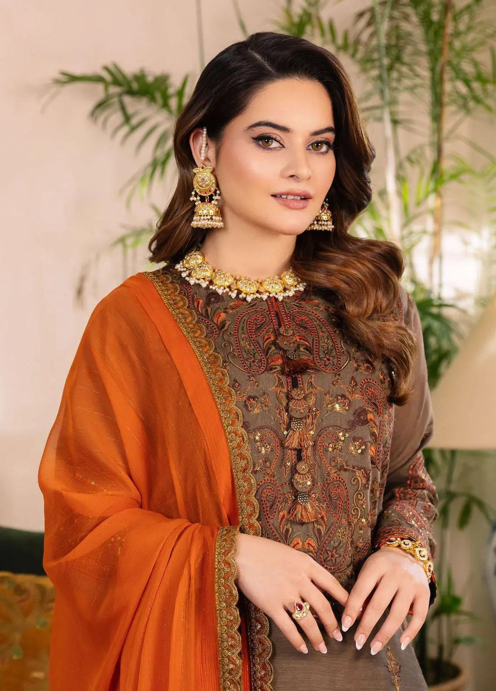 Noorie x Maahru x Meerab By Asim Jofa Embroidered Unstitched Suit 3 Piece AJ23NMM AJSM-33 - Festive Collection