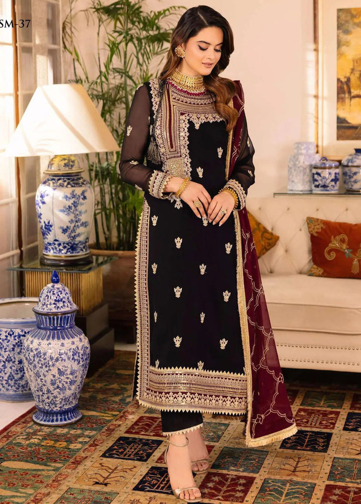Noorie x Maahru x Meerab By Asim Jofa Embroidered Unstitched Suit 3 Piece AJ23NMM AJSM-37 - Festive Collection