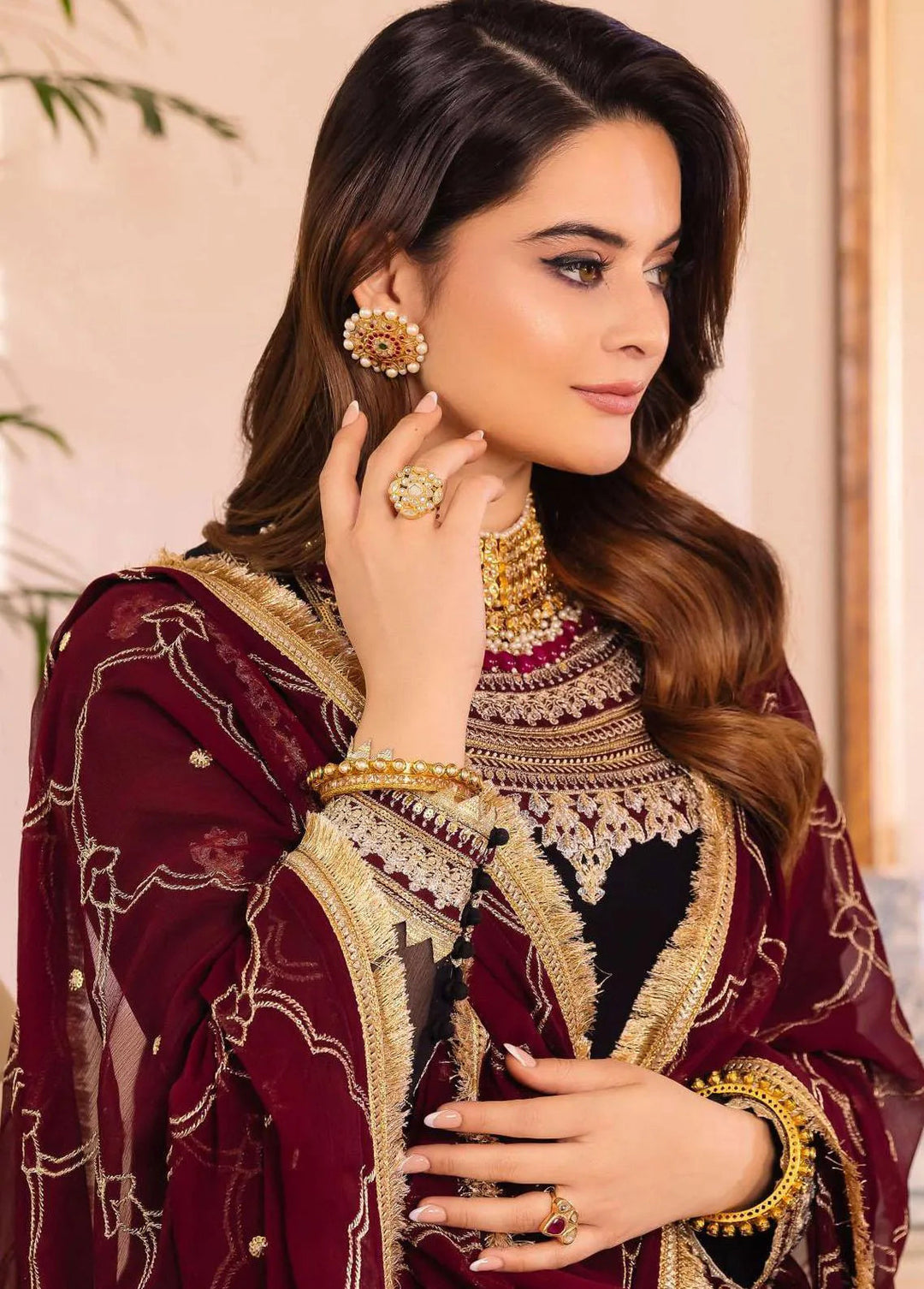 Noorie x Maahru x Meerab By Asim Jofa Embroidered Unstitched Suit 3 Piece AJ23NMM AJSM-37 - Festive Collection
