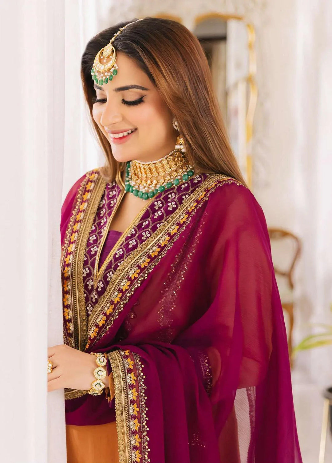 Noorie x Maahru x Meerab By Asim Jofa Embroidered Unstitched Suit 3 Piece AJ23NMM AJSM-38 - Festive Collection