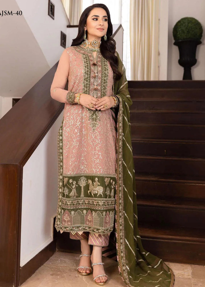 Noorie x Maahru x Meerab By Asim Jofa Embroidered Unstitched Suit 3 Piece AJ23NMM AJSM-40 - Festive Collection