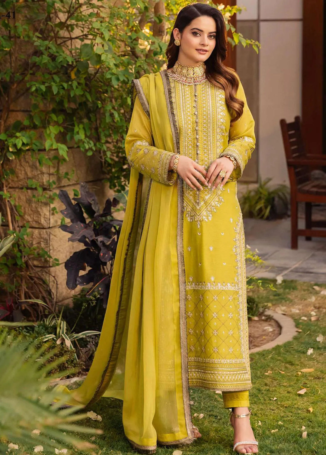 Noorie x Maahru x Meerab By Asim Jofa Embroidered Unstitched Suit 3 Piece AJ23NMM AJSM-41 - Festive Collection