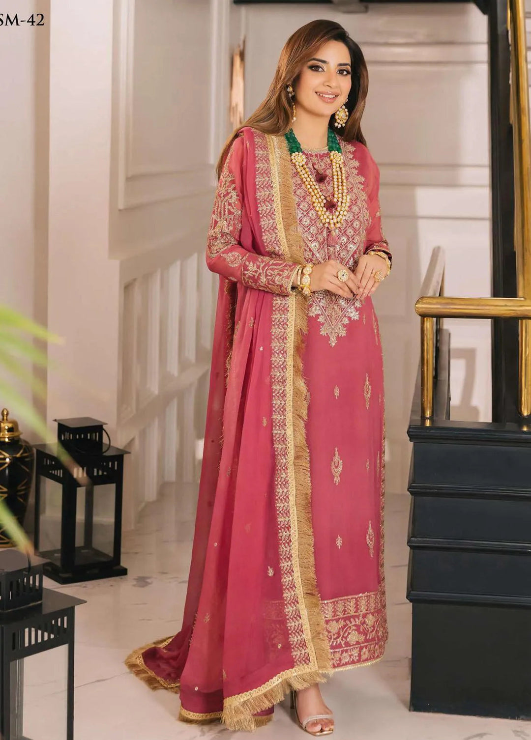 Noorie x Maahru x Meerab By Asim Jofa Embroidered Unstitched Suit 3 Piece AJ23NMM AJSM-42 - Festive Collection