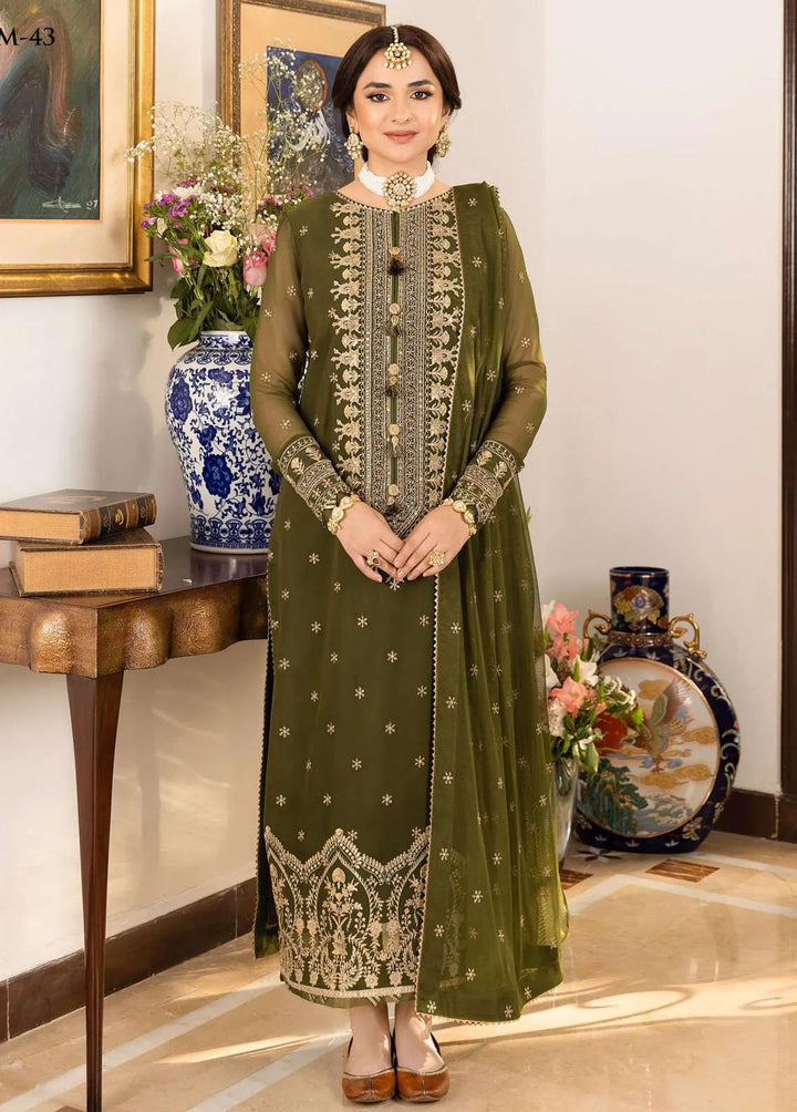 Noorie x Maahru x Meerab By Asim Jofa Embroidered Unstitched Suit 3 Piece AJ23NMM AJSM-43 - Festive Collection