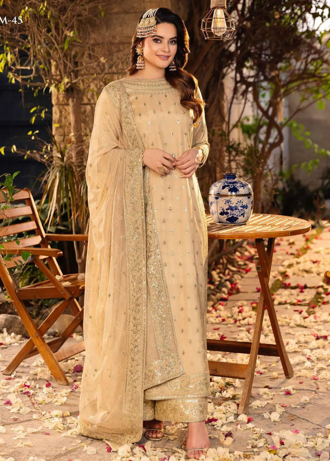 Noorie x Maahru x Meerab By Asim Jofa Embroidered Unstitched Suit 3 Piece AJ23NMM AJSM-45 - Festive Collection