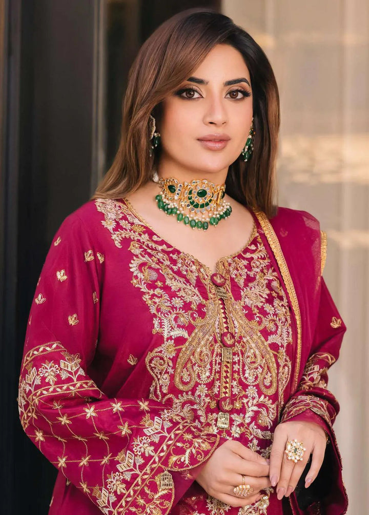 Noorie x Maahru x Meerab By Asim Jofa Embroidered Unstitched Suit 3 Piece AJ23NMM AJSM-46 - Festive Collection
