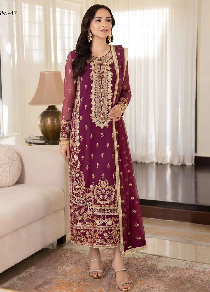 Noorie x Maahru x Meerab By Asim Jofa Embroidered Unstitched Suit 3 Piece AJ23NMM AJSM-47 - Festive Collection