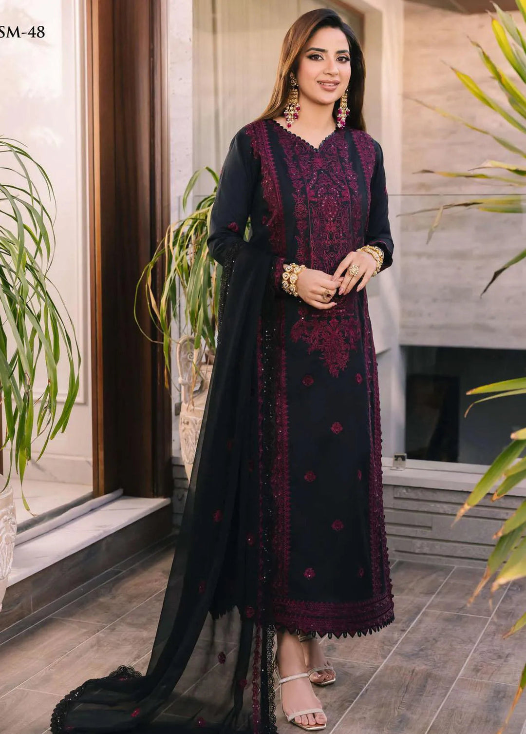 Noorie x Maahru x Meerab By Asim Jofa Embroidered Unstitched Suit 3 Piece AJ23NMM AJSM-48 - Festive Collection