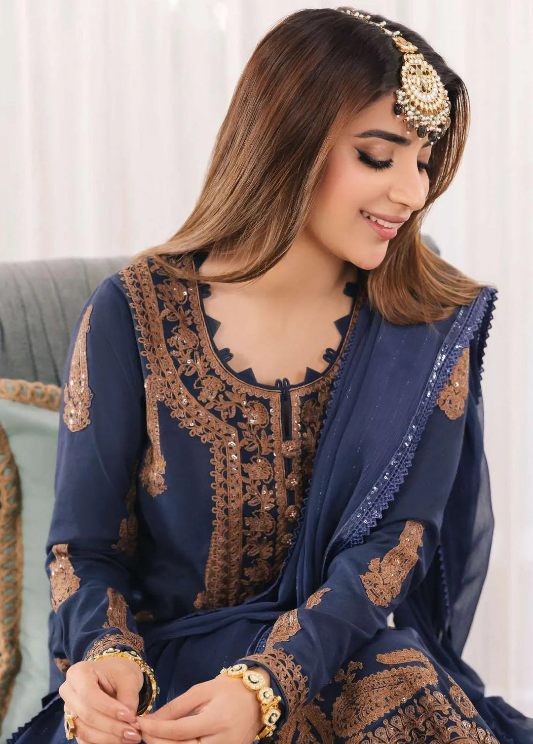 Noorie x Maahru x Meerab By Asim Jofa Embroidered Unstitched Suit 3 Piece AJ23NMM AJSM-49 - Festive Collection