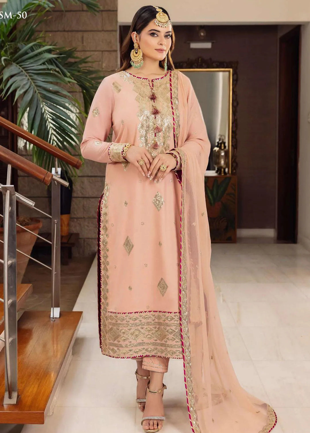 Noorie x Maahru x Meerab By Asim Jofa Embroidered Unstitched Suit 3 Piece AJ23NMM AJSM-50 - Festive Collection
