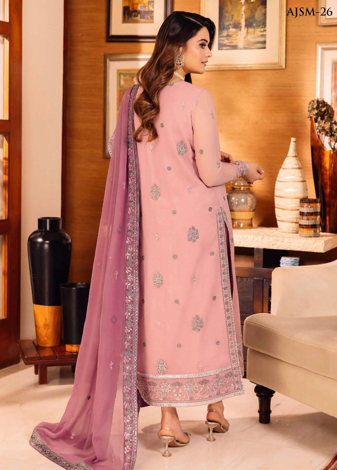 Noorie x Maahru x Meerab By Asim Jofa Embroidered  Suits Unstitched 3 Piece AJ23NMM AJSM-26 - Festive Collection