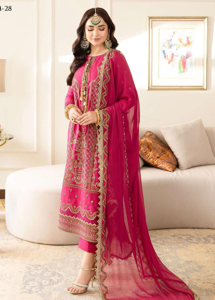 Noorie x Maahru x Meerab By Asim Jofa Embroidered  Suits Unstitched 3 Piece AJ23NMM AJSM-28 - Festive Collection