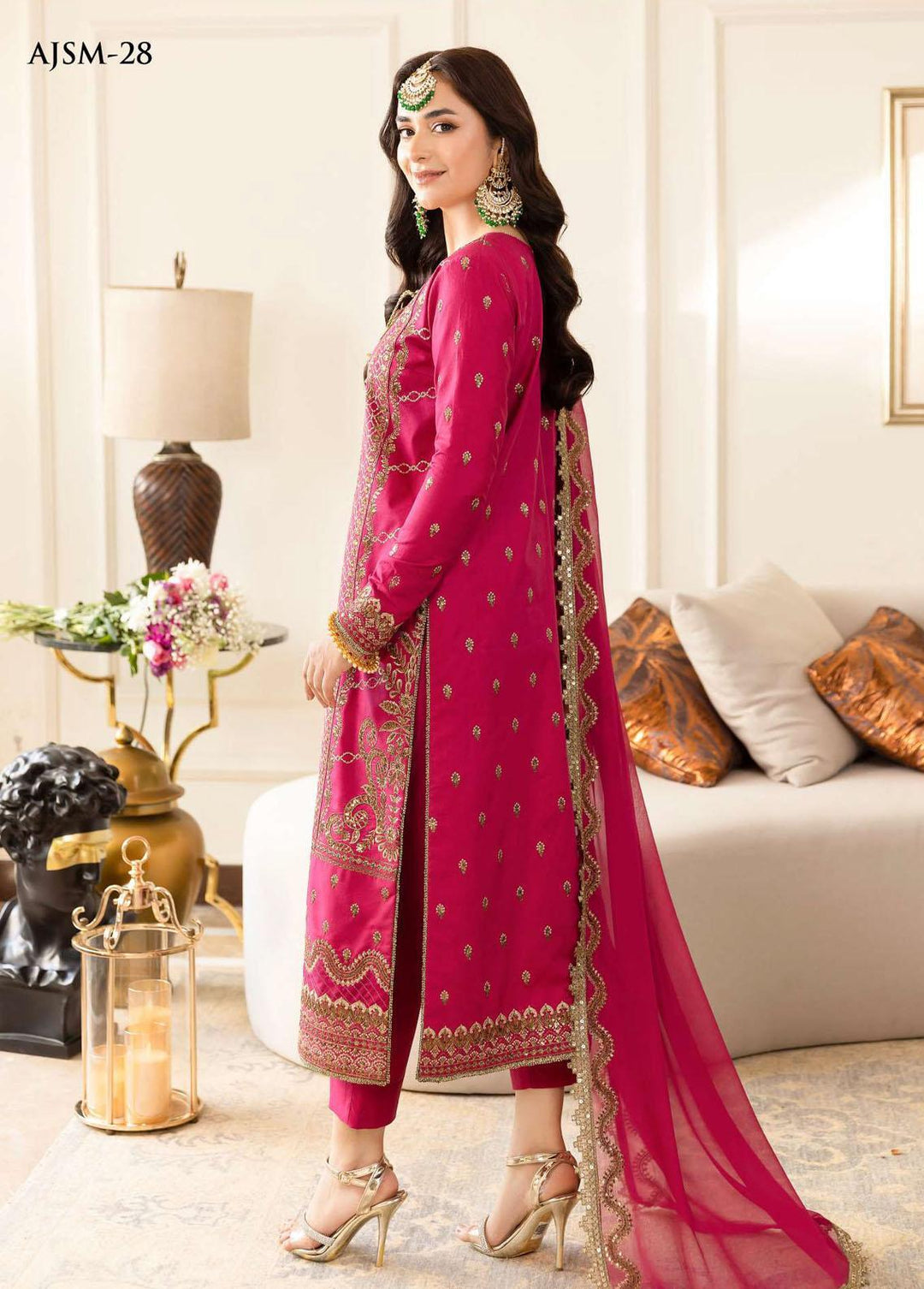 Noorie x Maahru x Meerab By Asim Jofa Embroidered  Suits Unstitched 3 Piece AJ23NMM AJSM-28 - Festive Collection