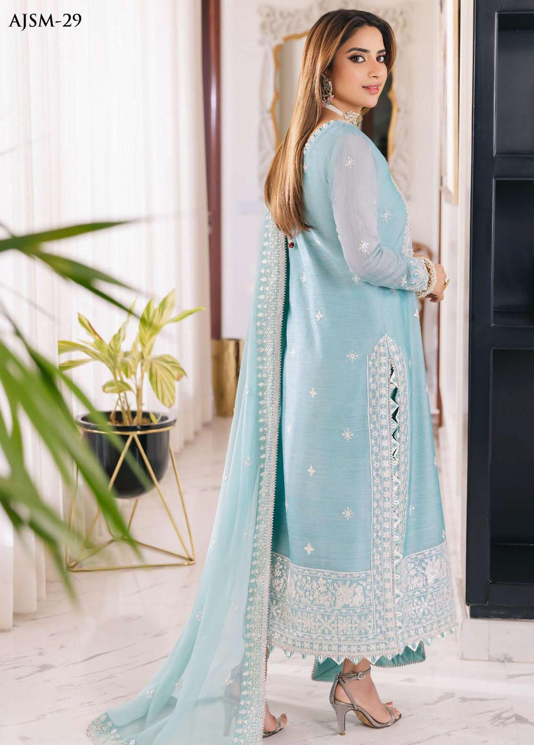 Noorie x Maahru x Meerab By Asim Jofa Embroidered  Suits Unstitched 3 Piece AJ23NMM AJSM-29 - Festive Collection