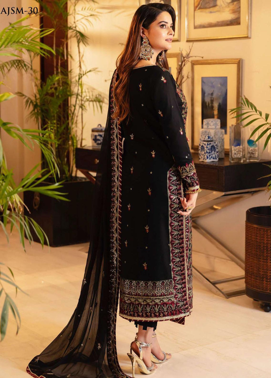 Noorie x Maahru x Meerab By Asim Jofa Embroidered  Suits Unstitched 3 Piece AJ23NMM AJSM-30 - Festive Collection