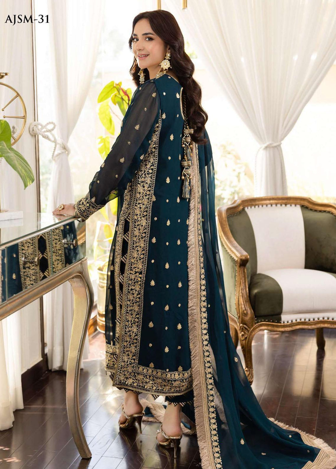 Noorie x Maahru x Meerab By Asim Jofa Embroidered  Suits Unstitched 3 Piece AJ23NMM AJSM-31 - Festive Collection