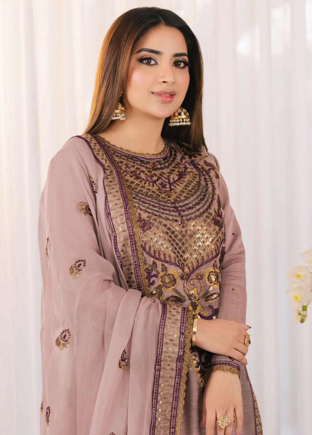 Noorie x Maahru x Meerab By Asim Jofa Embroidered  Suits Unstitched 3 Piece AJ23NMM AJSM-32 - Festive Collection