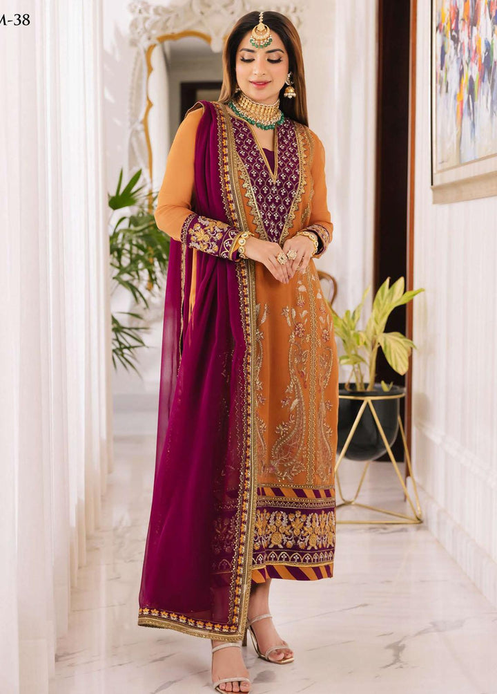 Noorie x Maahru x Meerab By Asim Jofa Embroidered  Suits Unstitched 3 Piece AJ23NMM AJSM-38 - Festive Collection
