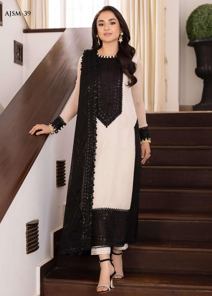 Noorie x Maahru x Meerab By Asim Jofa Embroidered  Suits Unstitched 3 Piece AJ23NMM AJSM-39 - Festive Collection