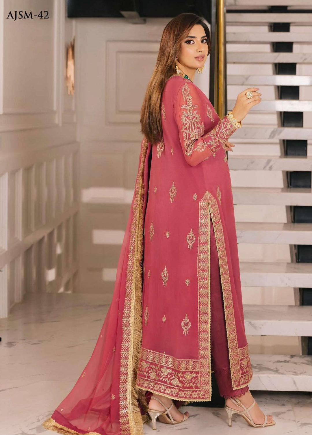 Noorie x Maahru x Meerab By Asim Jofa Embroidered  Suits Unstitched 3 Piece AJ23NMM AJSM-42 - Festive Collection