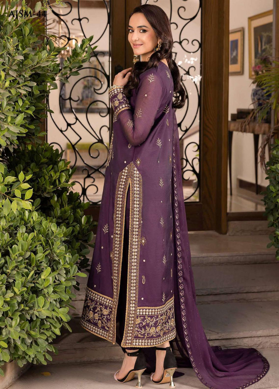 Noorie x Maahru x Meerab By Asim Jofa Embroidered  Suits Unstitched 3 Piece AJ23NMM AJSM-44 - Festive Collection