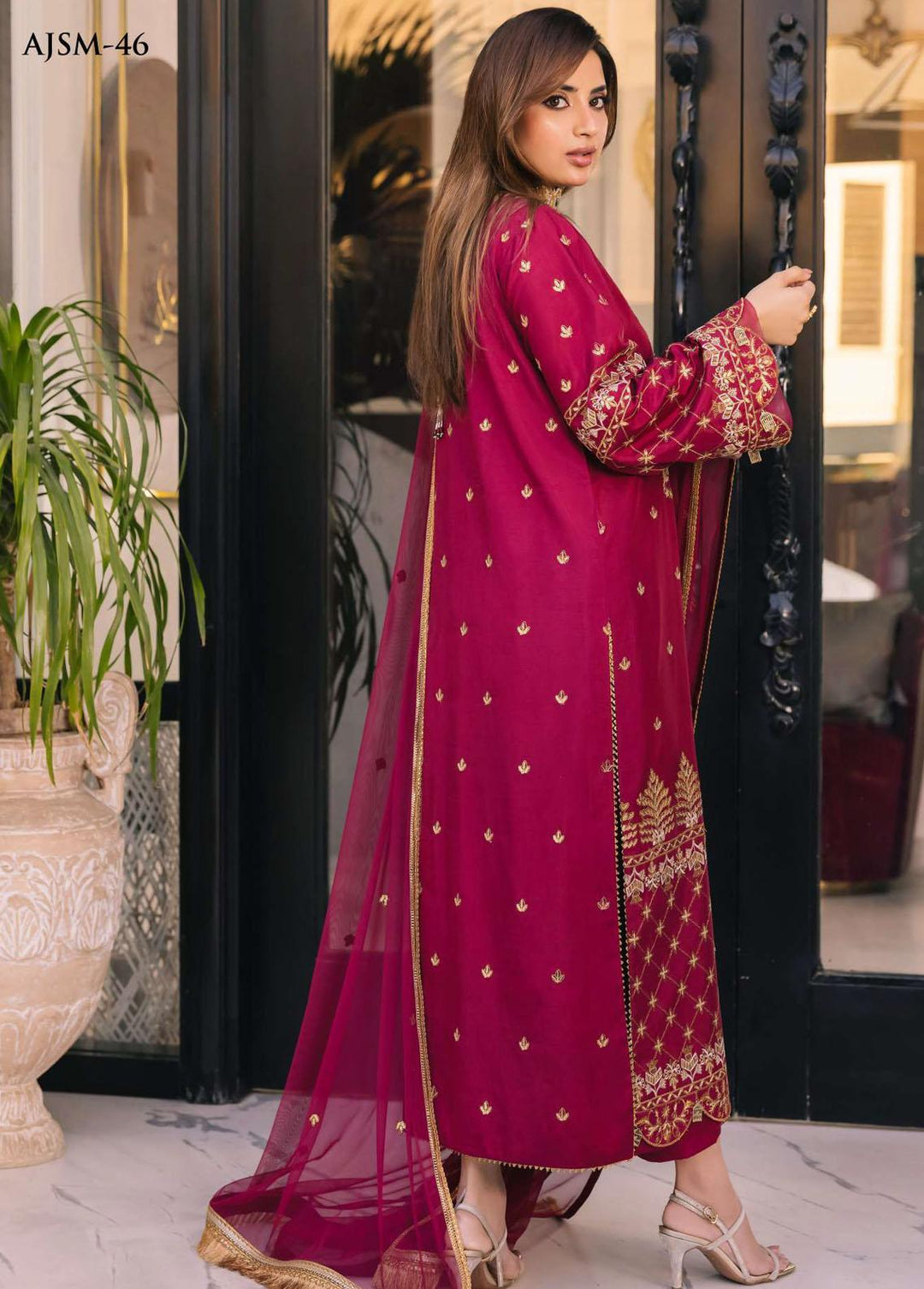 Noorie x Maahru x Meerab By Asim Jofa Embroidered  Suits Unstitched 3 Piece AJ23NMM AJSM-46 - Festive Collection