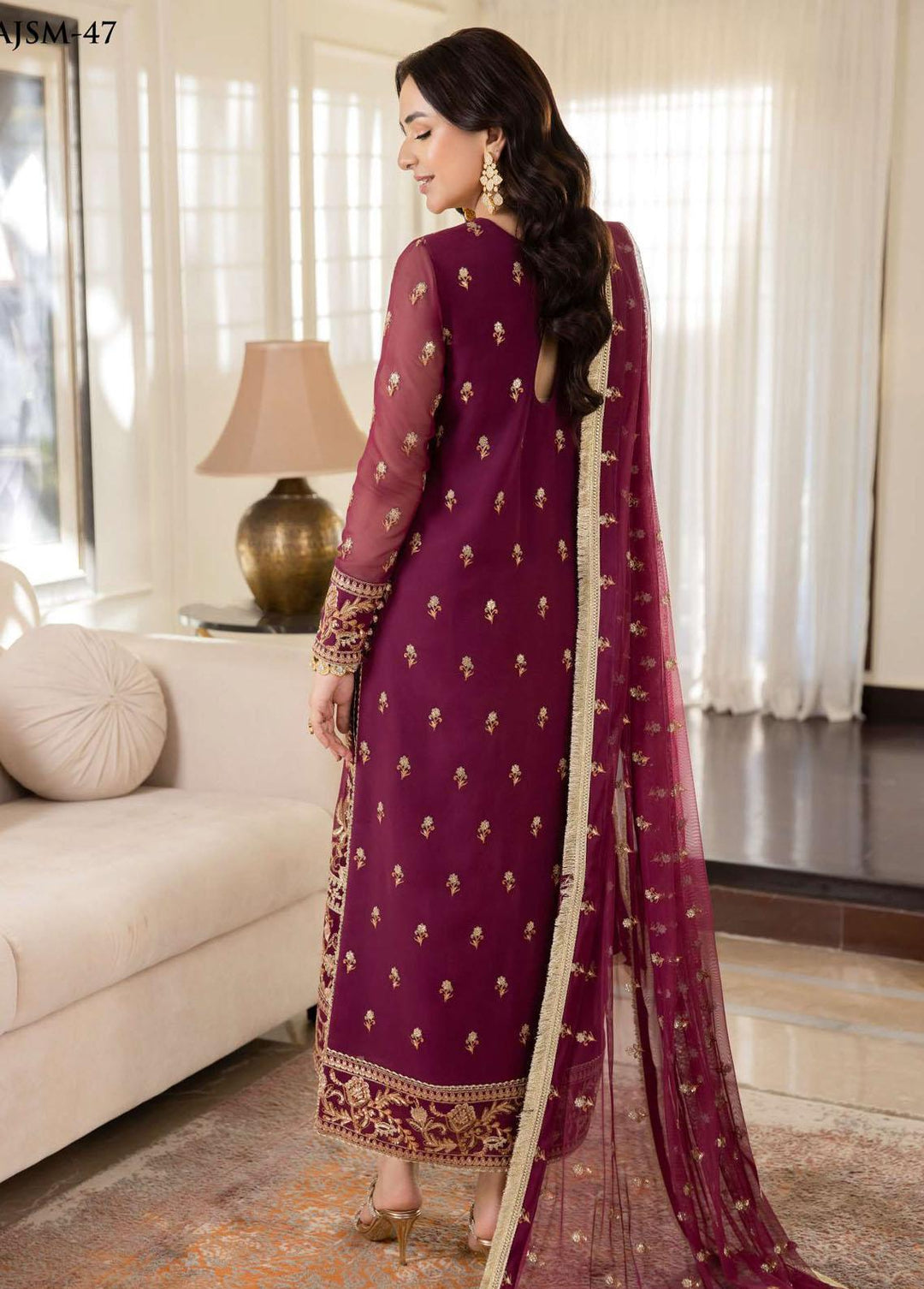 Noorie x Maahru x Meerab By Asim Jofa Embroidered  Suits Unstitched 3 Piece AJ23NMM AJSM-47 - Festive Collection