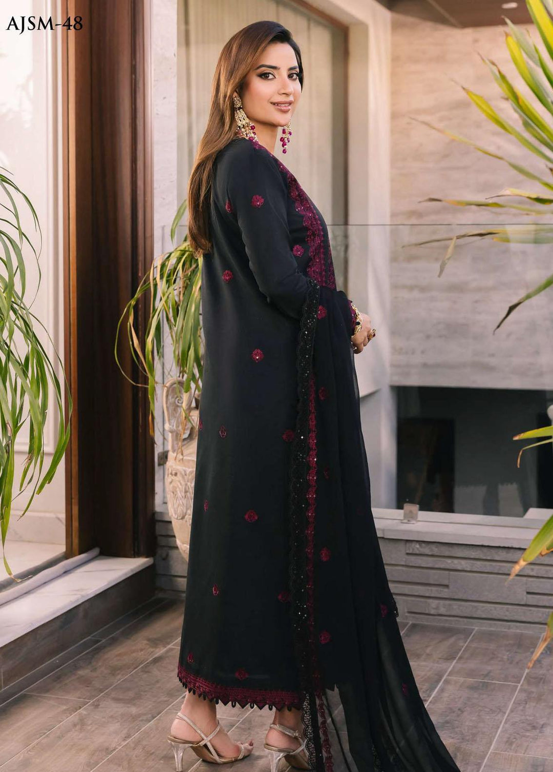 Noorie x Maahru x Meerab By Asim Jofa Embroidered  Suits Unstitched 3 Piece AJ23NMM AJSM-48 - Festive Collection