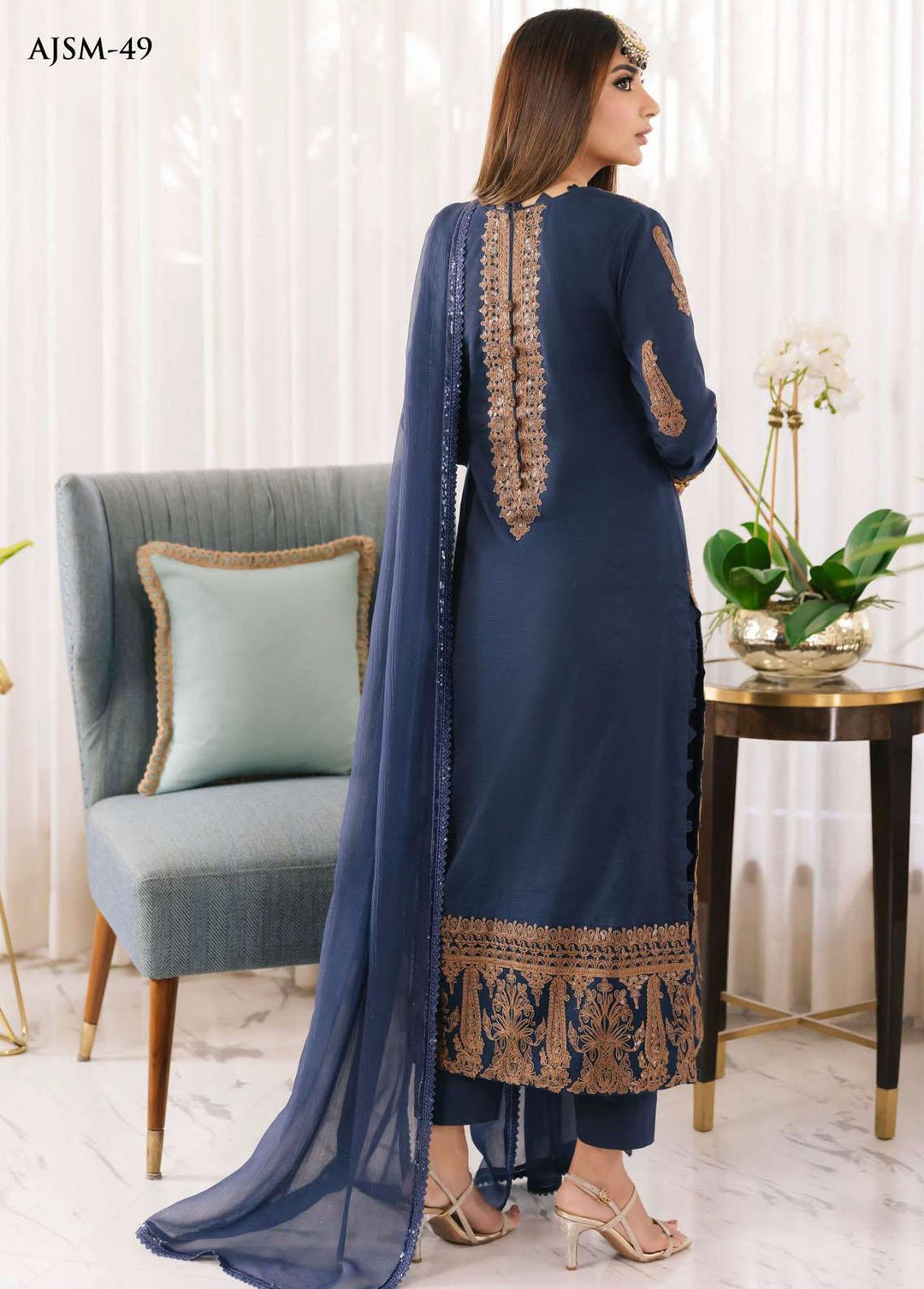 Noorie x Maahru x Meerab By Asim Jofa Embroidered  Suits Unstitched 3 Piece AJ23NMM AJSM-49 - Festive Collection