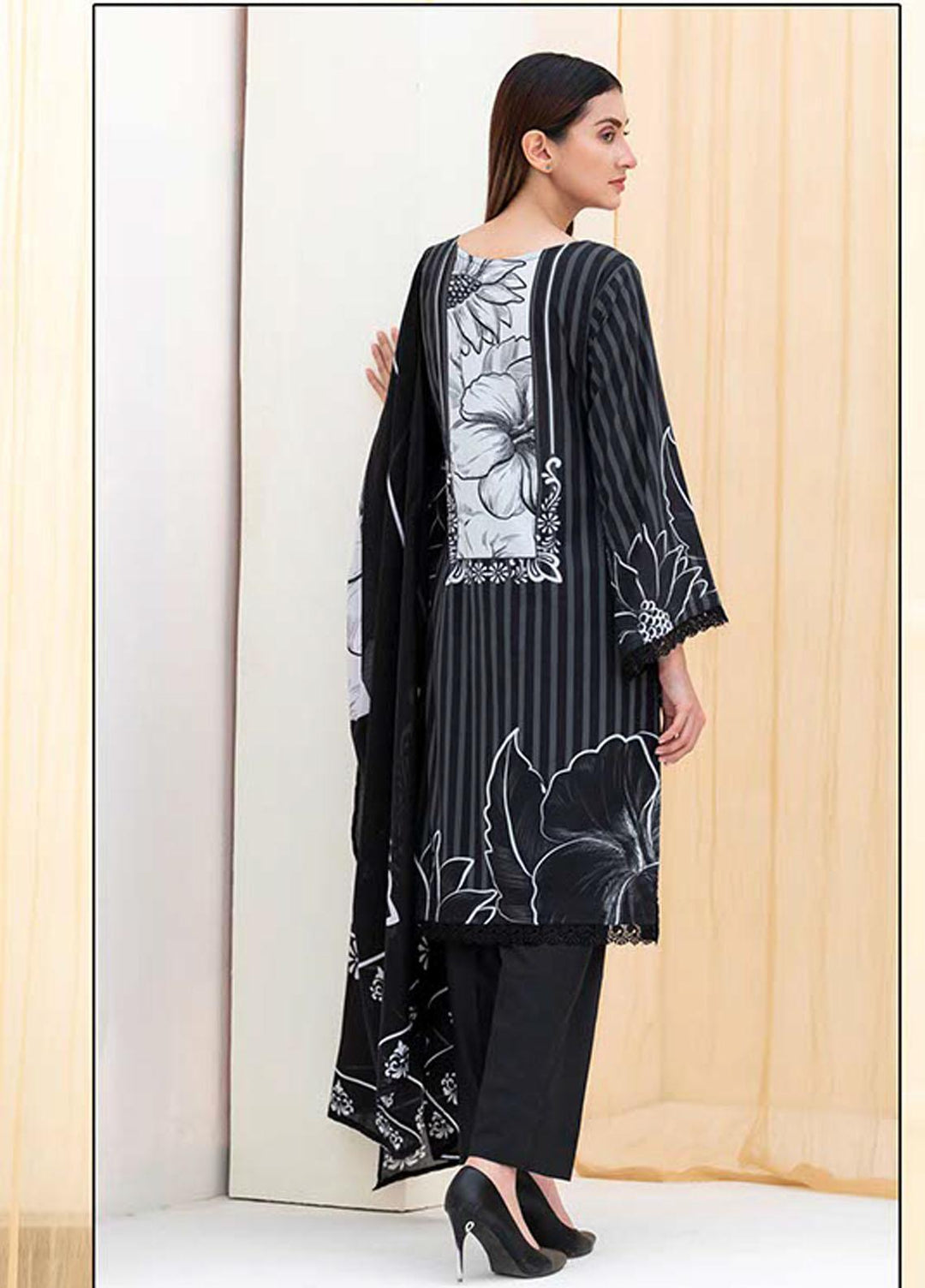Noorma Kaamal Printed Lawn Suits Unstitched 3 Piece NK22BW 10 - Black & White Collection