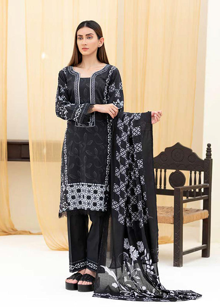 Noorma Kaamal Printed Lawn Suits Unstitched 3 Piece NK22BW 02 - Black & White Collection