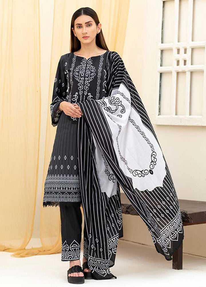 Noorma Kaamal Printed Lawn Suits Unstitched 3 Piece NK22BW 04 - Black & White Collection