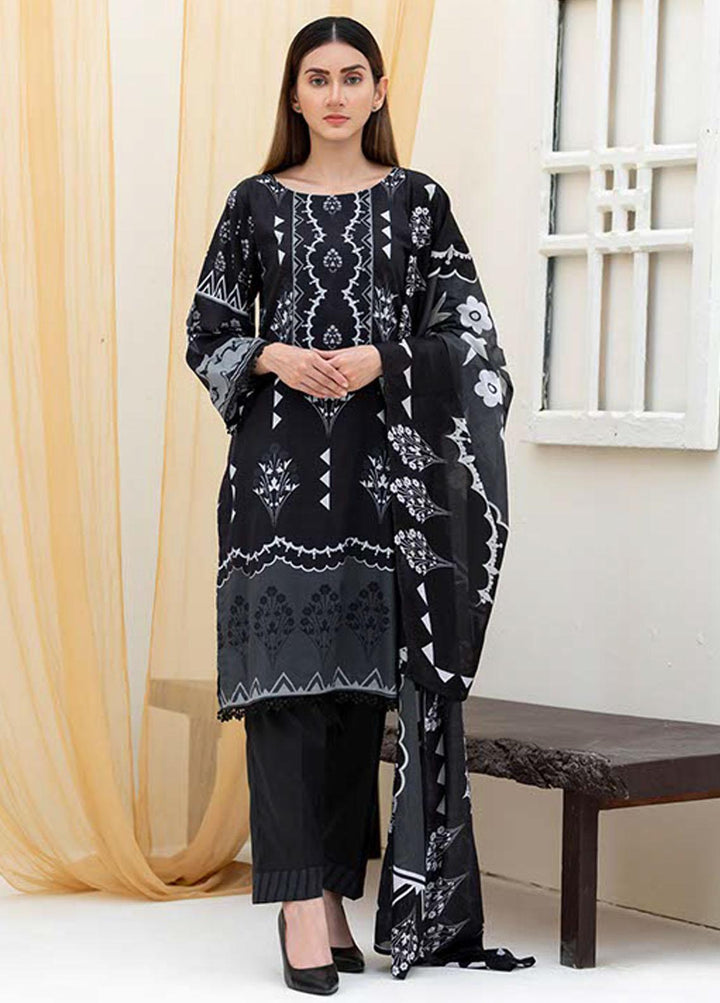 Noorma Kaamal Printed Lawn Suits Unstitched 3 Piece NK22BW 06 - Black & White Collection