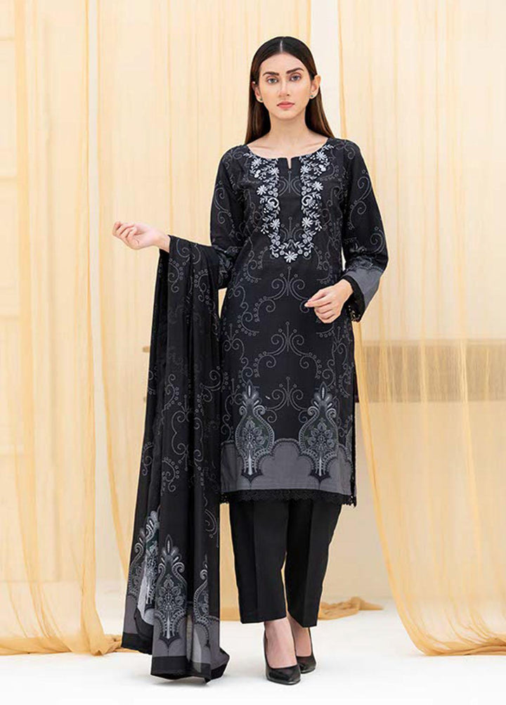 Noorma Kaamal Printed Lawn Suits Unstitched 3 Piece NK22BW 07 - Black & White Collection