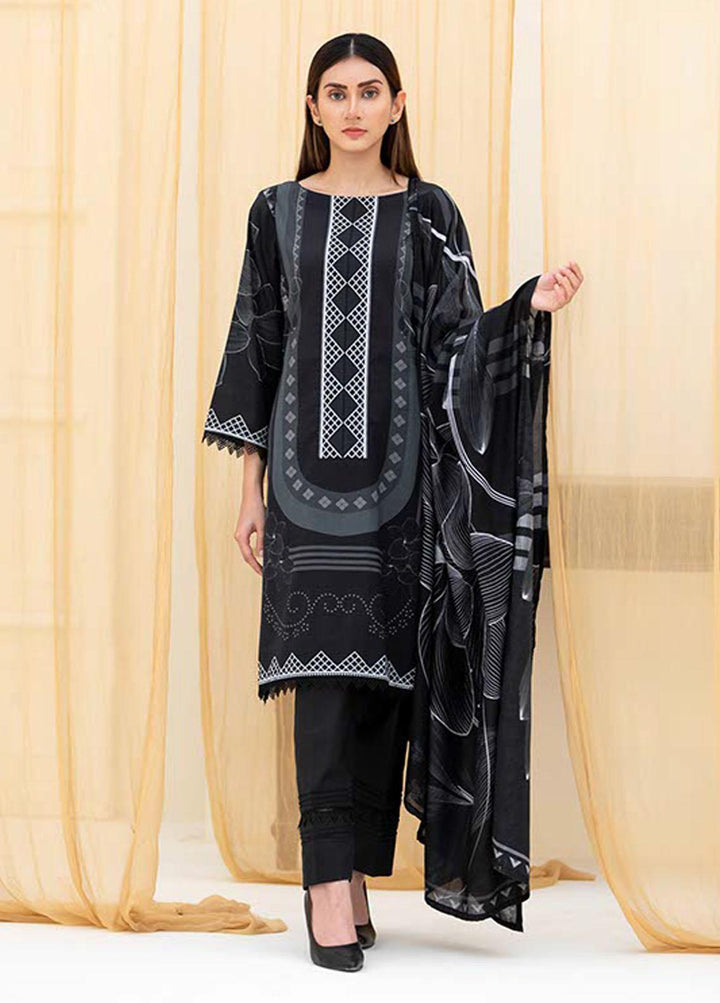 Noorma Kaamal Printed Lawn Suits Unstitched 3 Piece NK22BW 08 - Black & White Collection