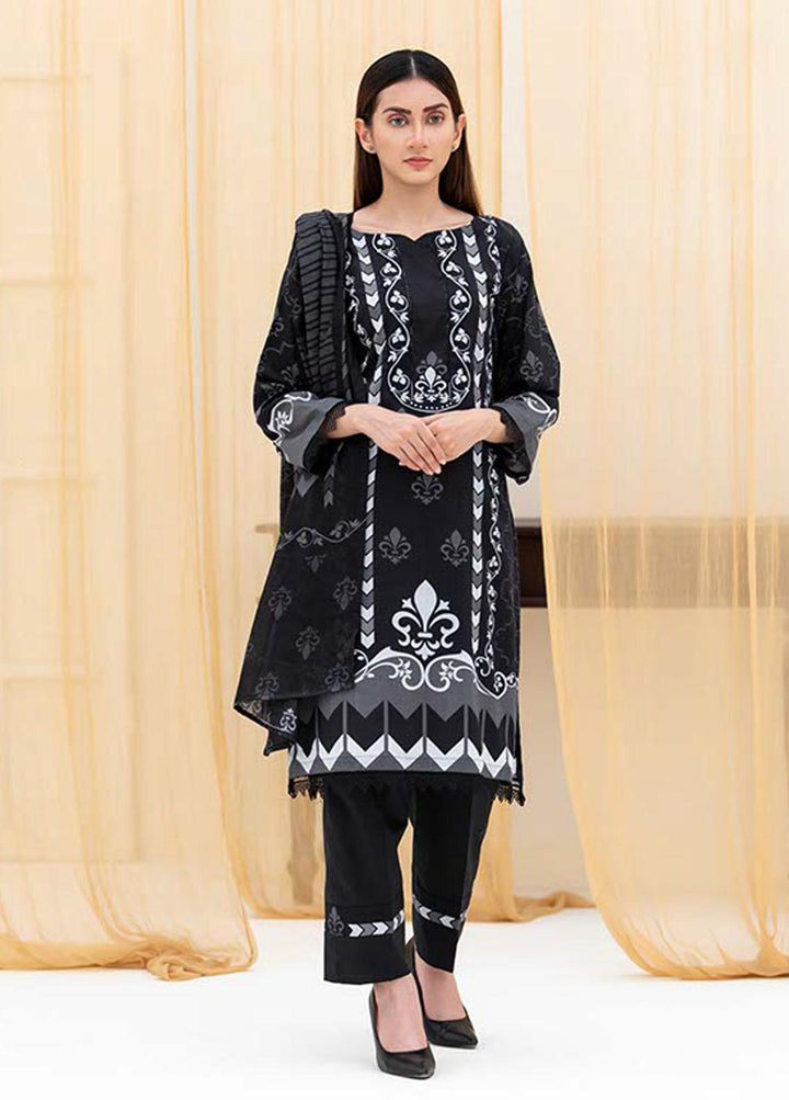 Noorma Kaamal Printed Lawn Suits Unstitched 3 Piece NK22BW 09 - Black & White Collection