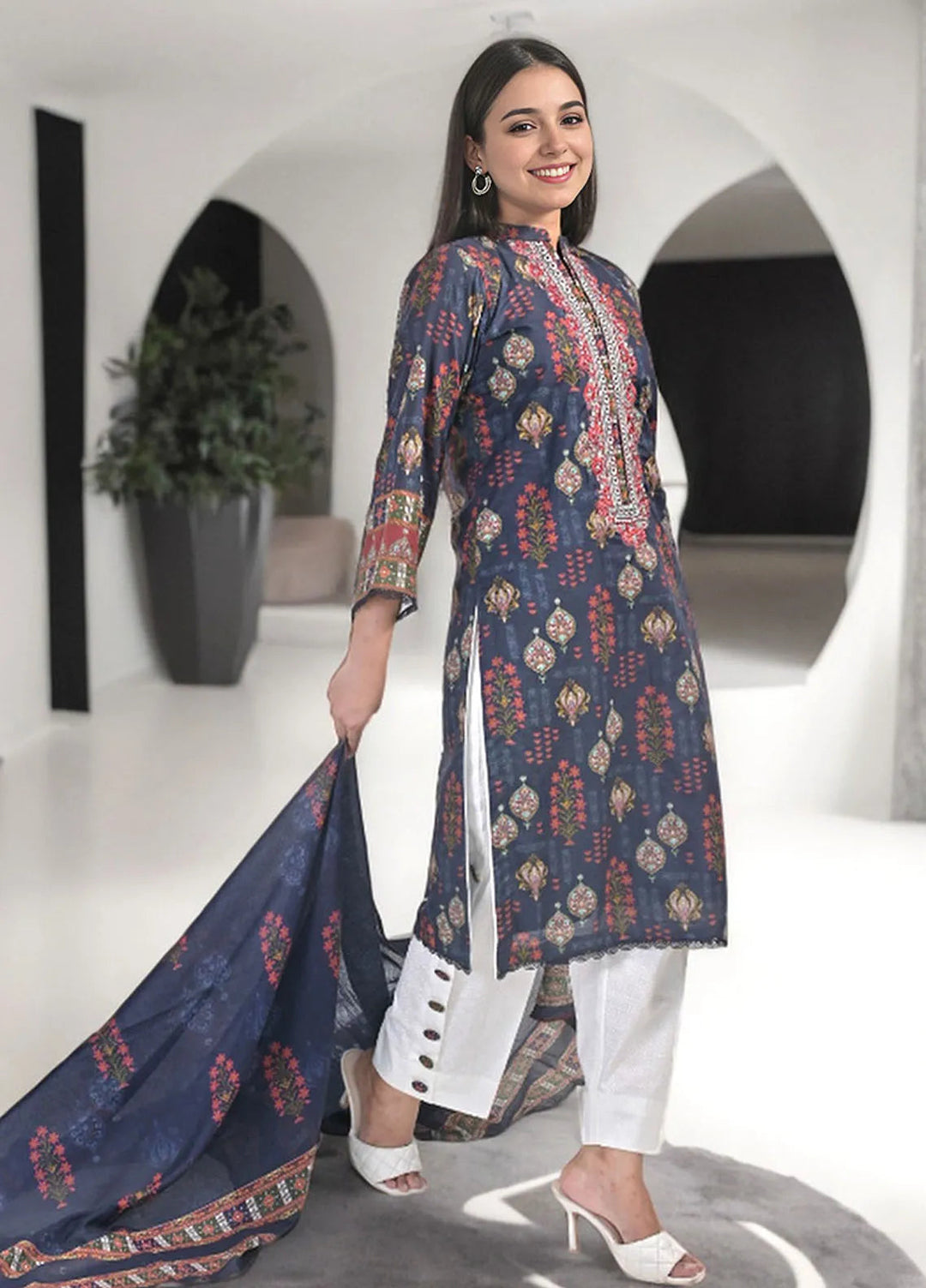 Noorma Kaamal Embroidered Lawn Suit Unstitched 3 Piece NK24L NK-PLE-15 - Summer Collection