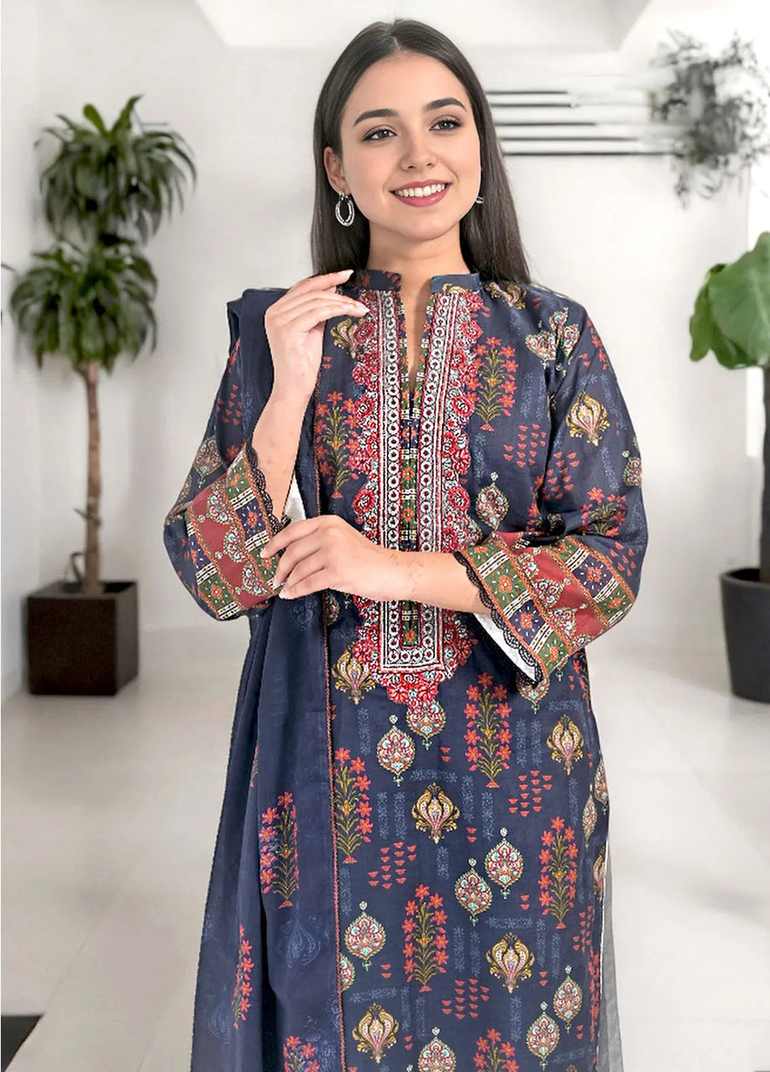 Noorma Kaamal Embroidered Lawn Suit Unstitched 3 Piece NK24L NK-PLE-15 - Summer Collection