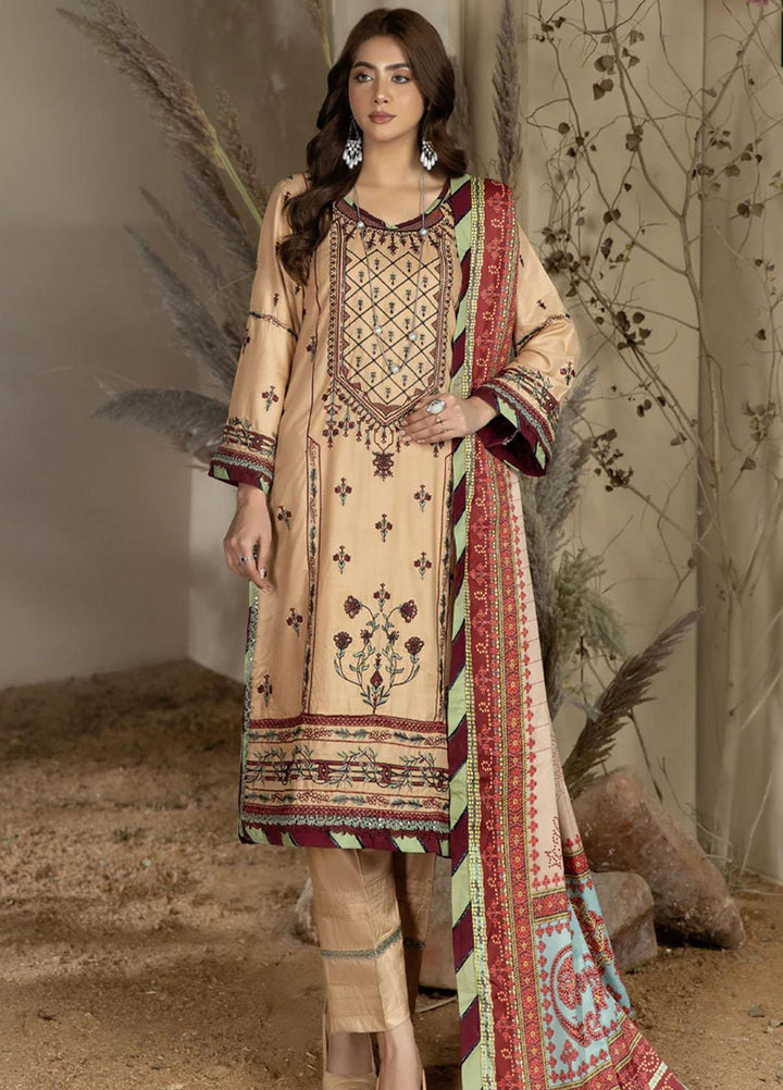 Noorma Kaamal Embroidered Linen Suits Unstitched 3 Piece NK23WL NK-LS-01 - Winter Collection