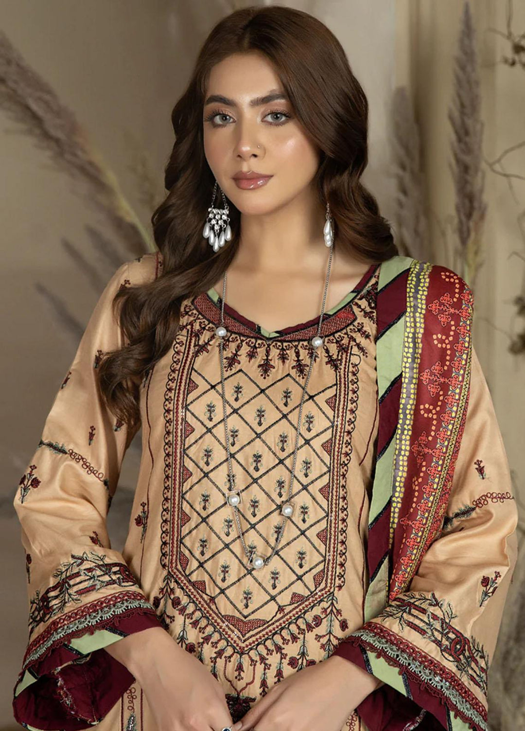 Noorma Kaamal Embroidered Linen Suits Unstitched 3 Piece NK23WL NK-LS-01 - Winter Collection