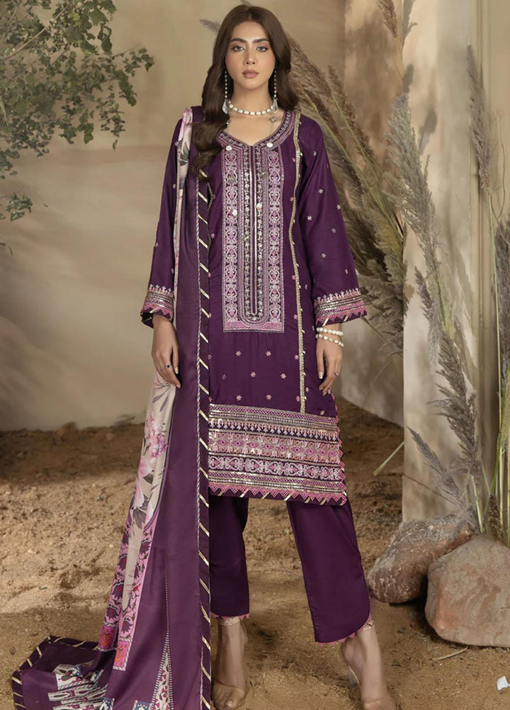Noorma Kaamal Embroidered Linen Suits Unstitched 3 Piece NK23WL NK-LS-02 - Winter Collection