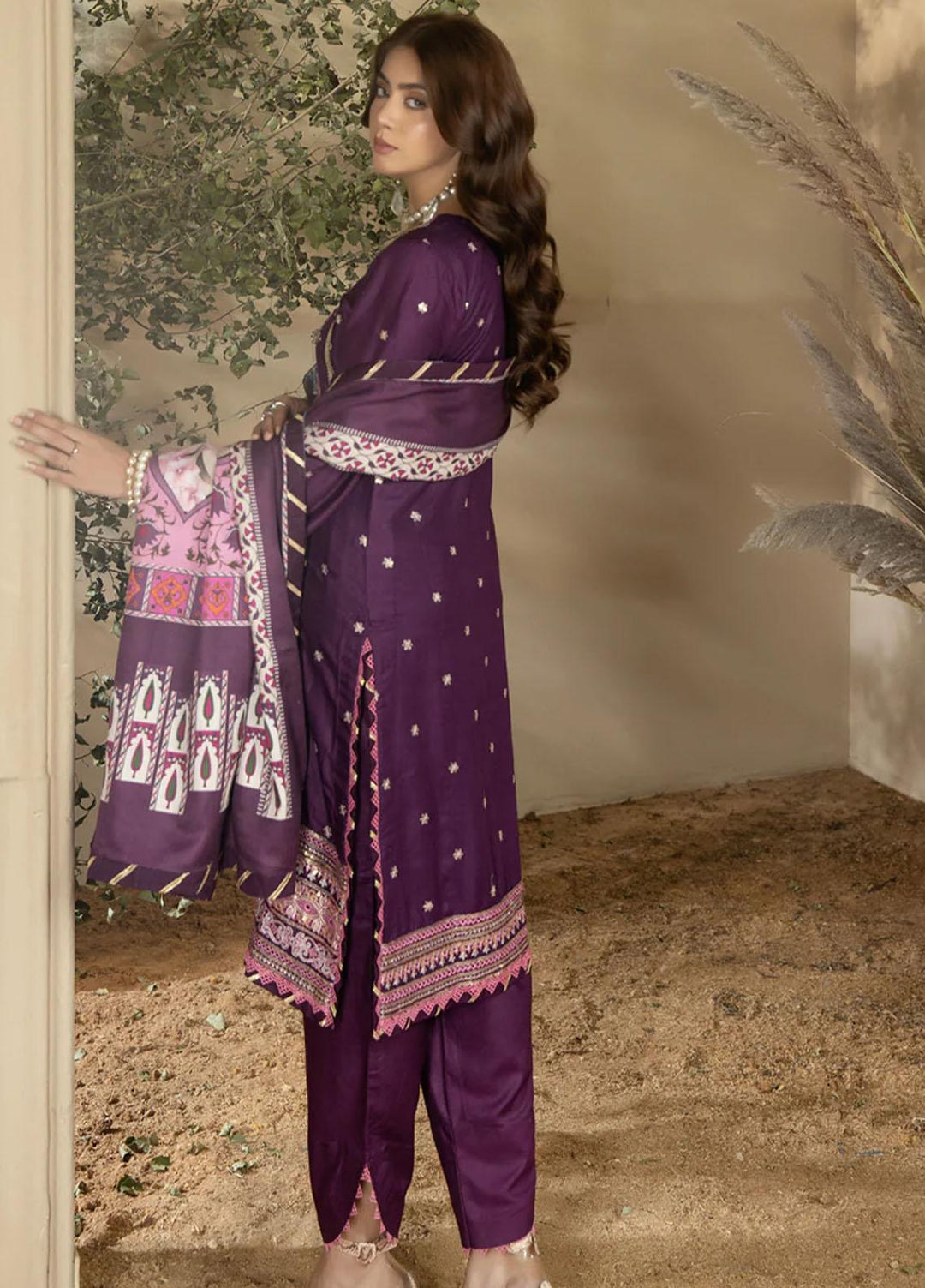 Noorma Kaamal Embroidered Linen Suits Unstitched 3 Piece NK23WL NK-LS-02 - Winter Collection