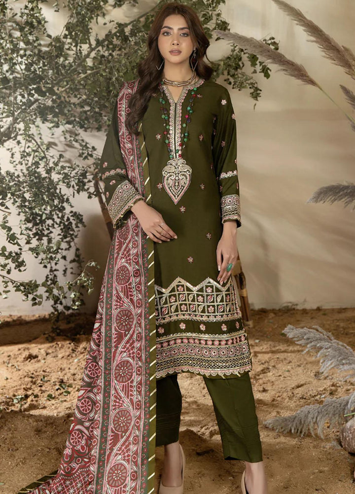 Noorma Kaamal Embroidered Linen Suits Unstitched 3 Piece NK23WL NK-LS-04 - Winter Collection