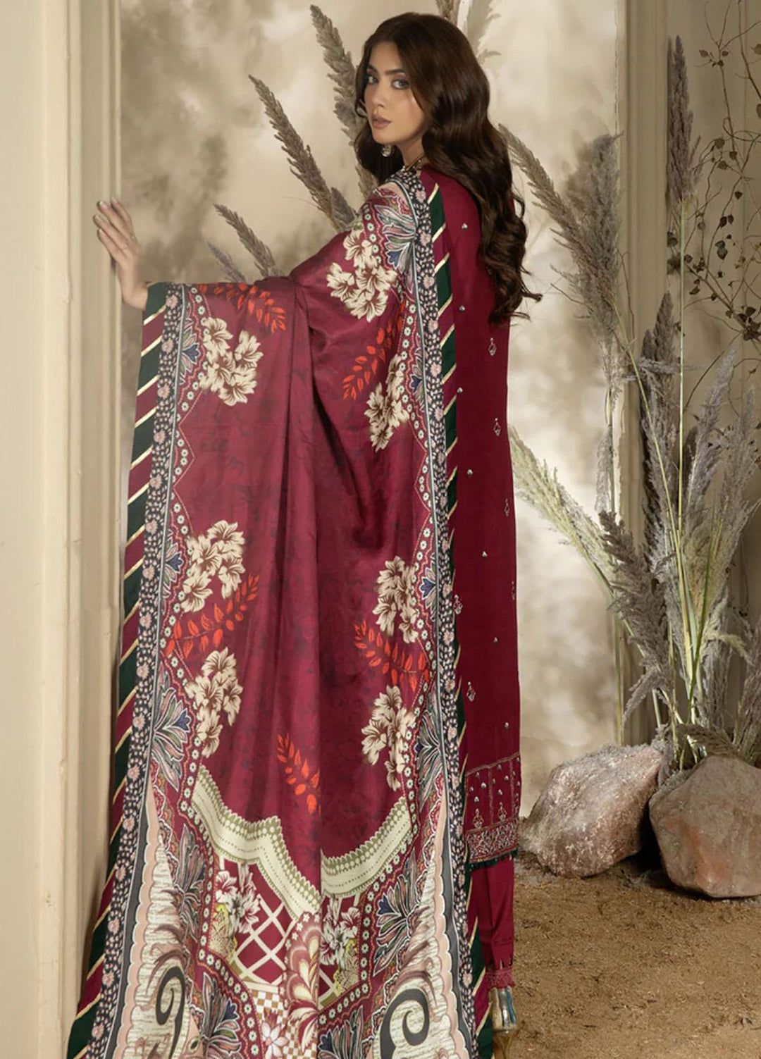 Noorma Kaamal Embroidered Linen Suits Unstitched 3 Piece NK23WL NK-LS-06 - Winter Collection