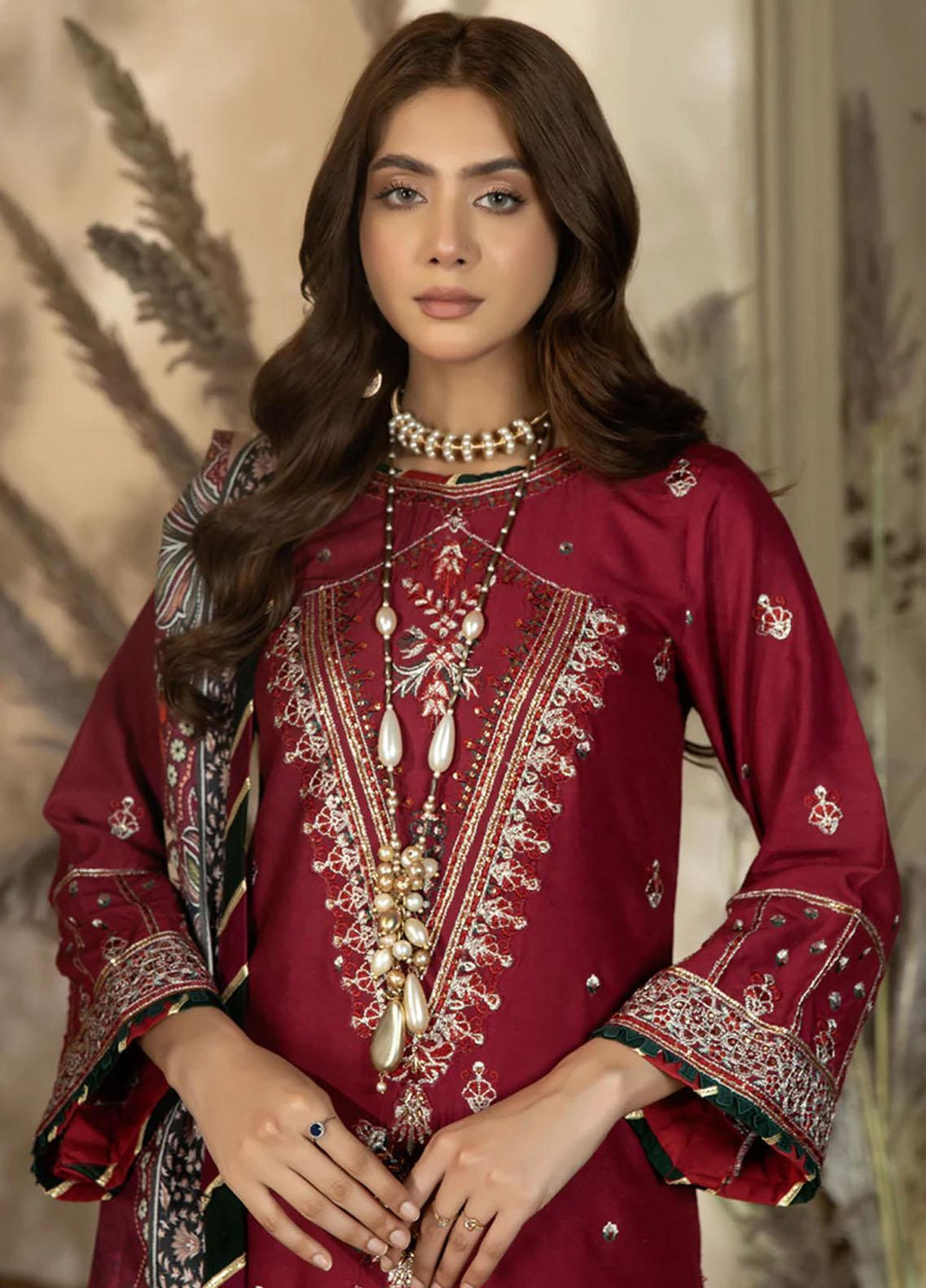 Noorma Kaamal Embroidered Linen Suits Unstitched 3 Piece NK23WL NK-LS-06 - Winter Collection