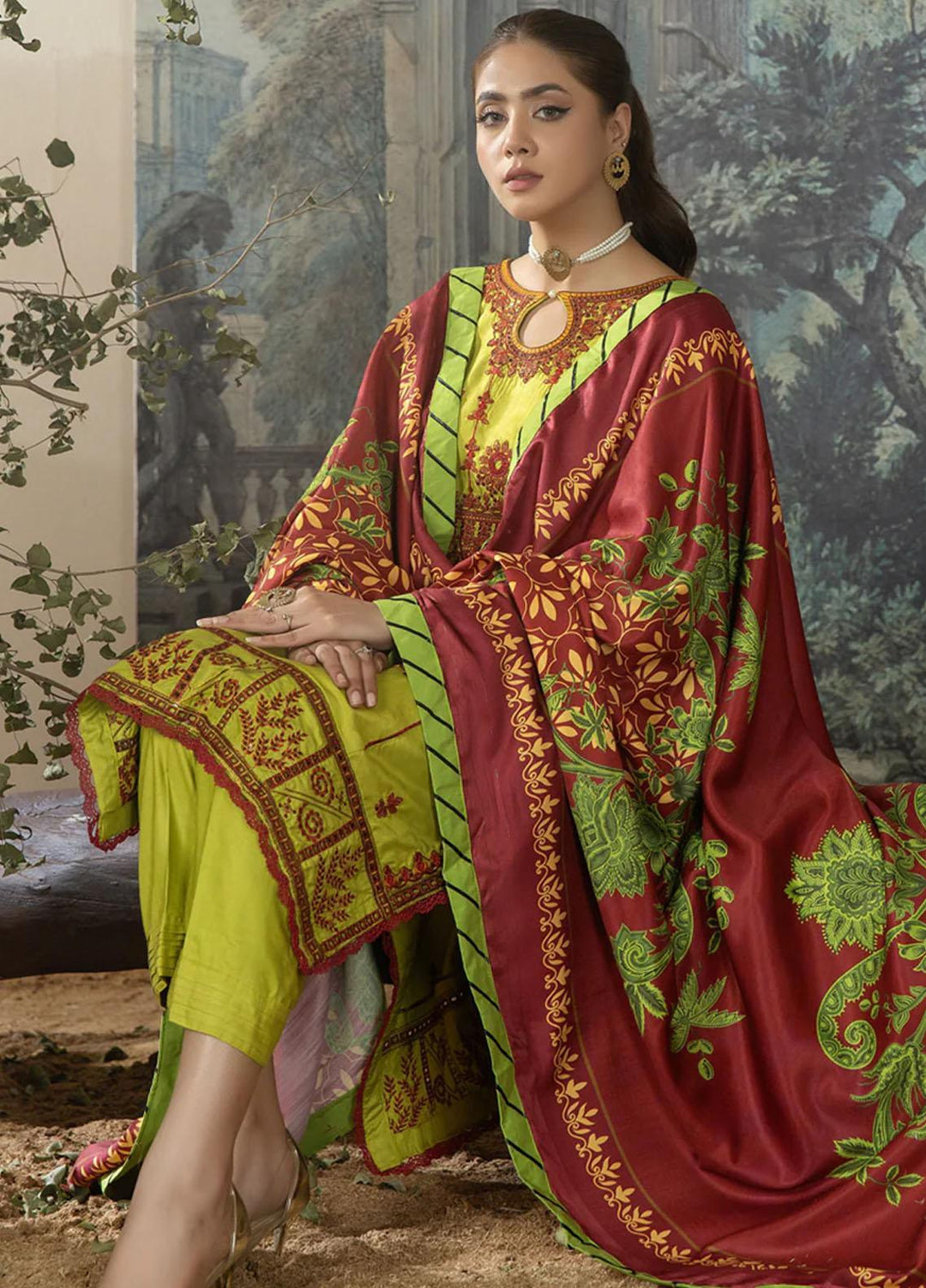 Noorma Kaamal Embroidered Linen Suits Unstitched 3 Piece NK23WL NK-LS-08 - Winter Collection