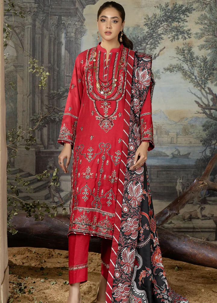 Noorma Kaamal Embroidered Linen Suits Unstitched 3 Piece NK23WL NK-LS-09 - Winter Collection