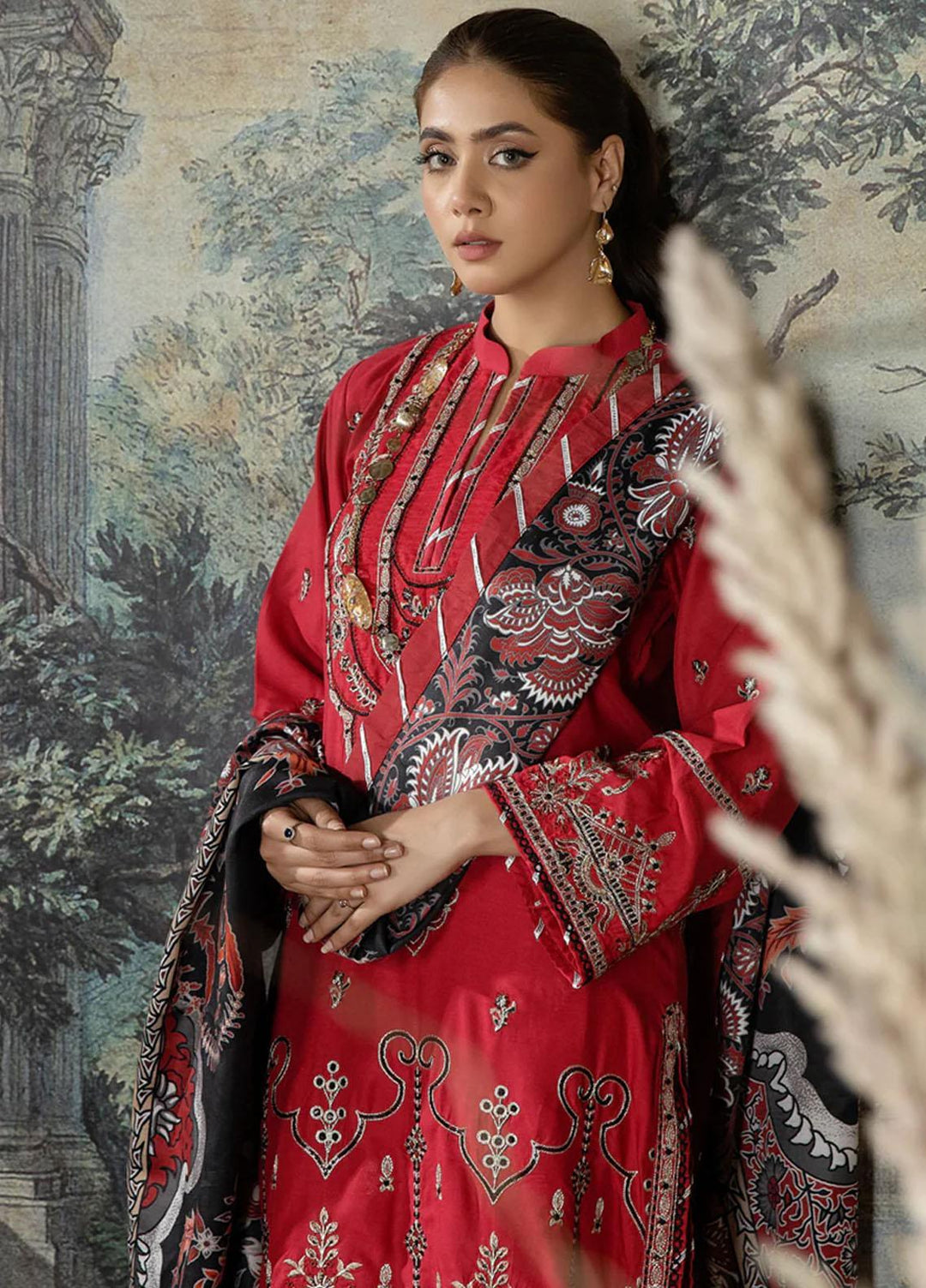Noorma Kaamal Embroidered Linen Suits Unstitched 3 Piece NK23WL NK-LS-09 - Winter Collection