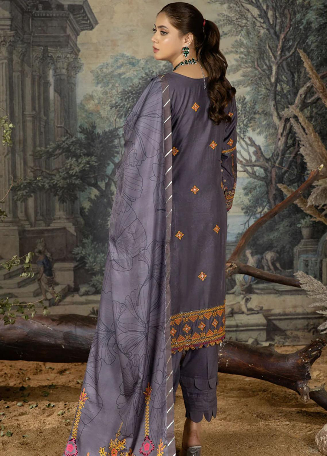 Noorma Kaamal Embroidered Linen Suits Unstitched 3 Piece NK23WL NK-LS-10 - Winter Collection