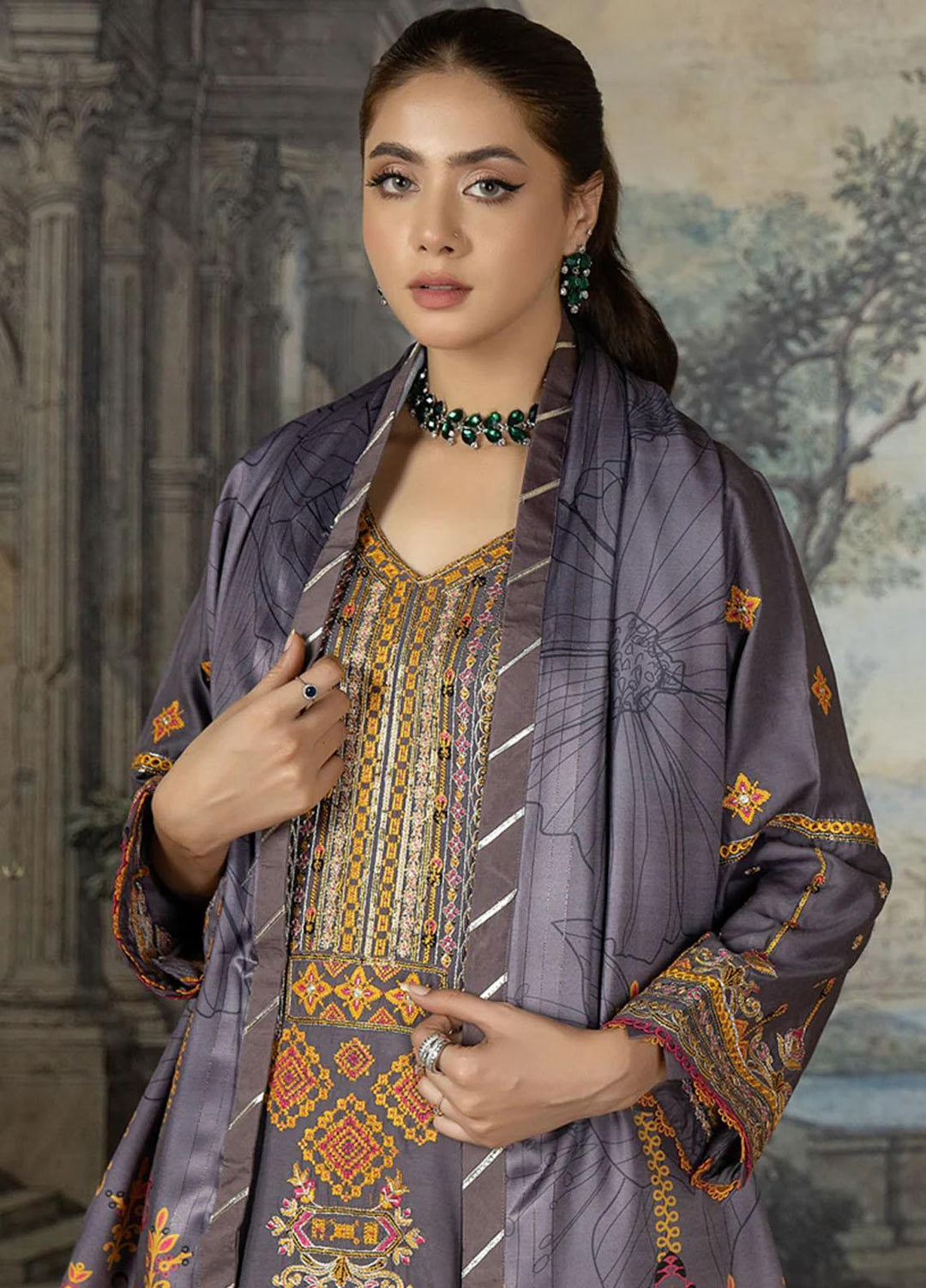Noorma Kaamal Embroidered Linen Suits Unstitched 3 Piece NK23WL NK-LS-10 - Winter Collection